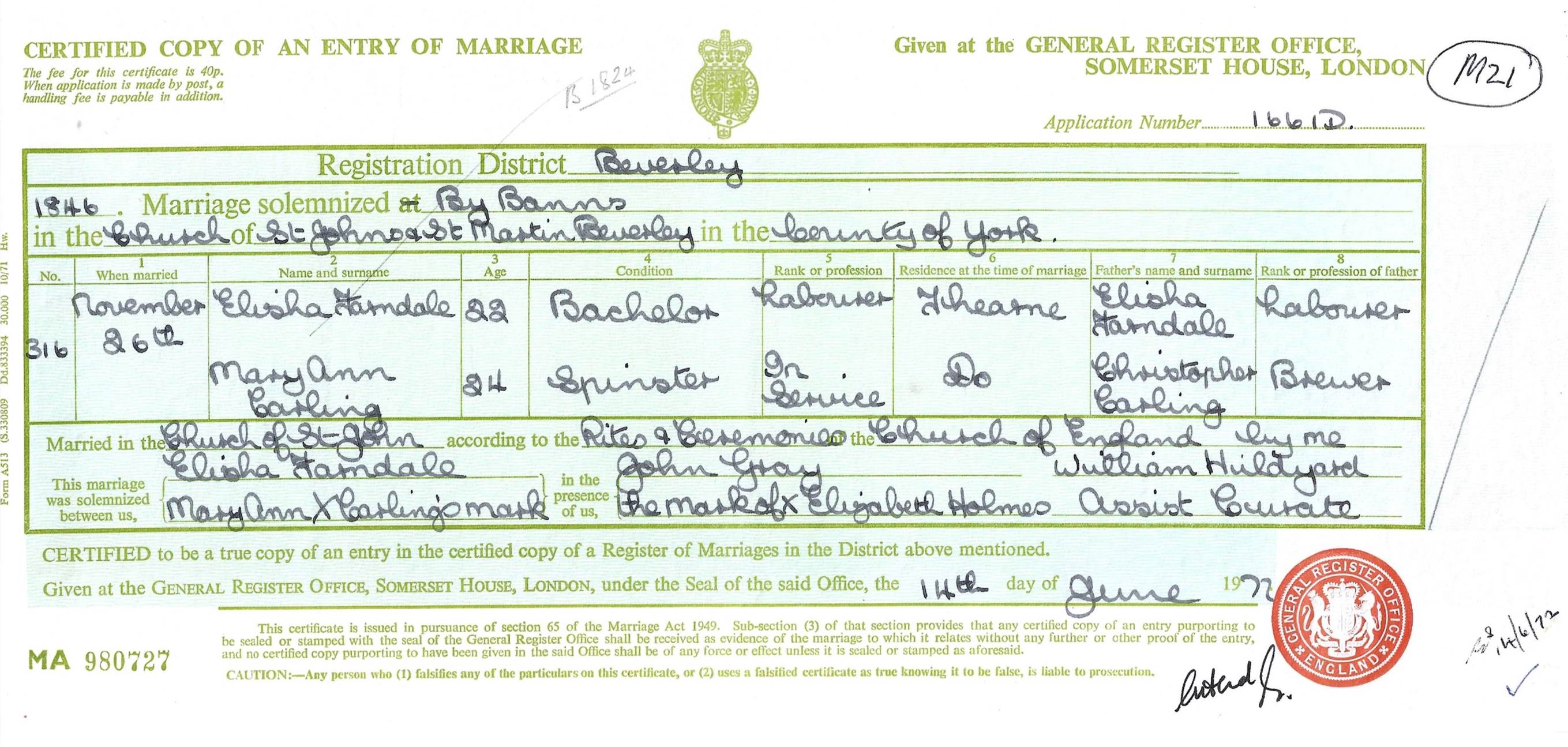 A close-up of a marriage certificate

Description automatically generated