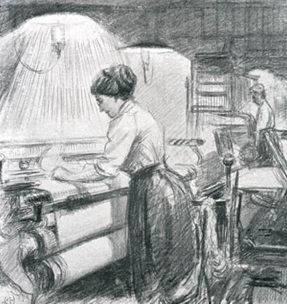 A person working at a printing press

Description automatically generated