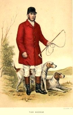 A person in a red coat with two dogs

Description automatically generated